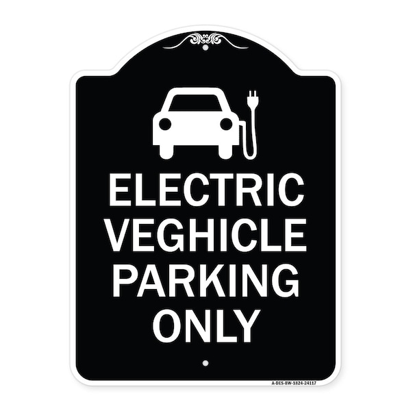 Signmission Electric Vehicle Parking W/ Graphic Heavy-Gauge Aluminum Sign, 24" x 18", BW-1824-24117 A-DES-BW-1824-24117 - main